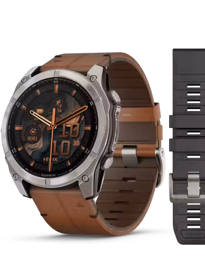 010-02905-40 FENIX 8 51MM,AMOLED,SAPPHIRE, BARE TI, BLK/CHSNT LT