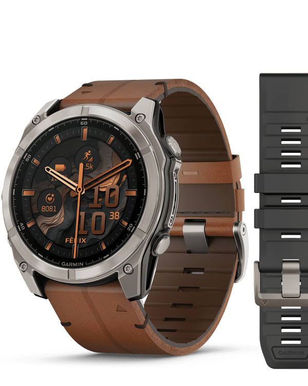 010-02905-40 FENIX 8 51MM,AMOLED,SAPPHIRE, BARE TI, BLK/CHSNT LT