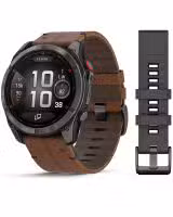 Garmin fēnix® 8 Pro – 51 mm, AMOLED - Sapphire, Karbongrå DLC-titan med kastanjefarget skinnrem