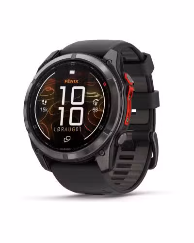 Garmin fēnix® 8 Pro – 51 mm, MicroLED - Sapphire, Karbongrå DLC-titan med sort/steingrå silikonrem