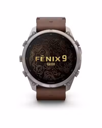 Alternative view of Garmin fēnix® 9 Pro – inReach®, 51mm - Titan med valnøttfarget skinnrem