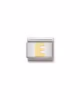 Nomination Charm, Composable Link, Letter E in bonded yellow gold