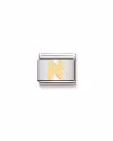 Nomination Charm, Composable Link, Letter N in bonded yellow gold