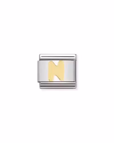 Nomination Charm, Composable Link, Letter N in bonded yellow gold