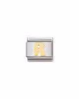 Nomination Charm, Composable Link, Letter R in bonded yellow gold