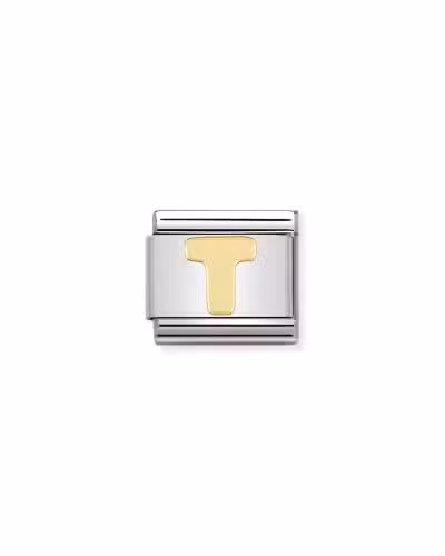 Nomination Charm, Composable Link, Letter T in bonded yellow gold