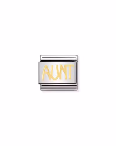 Nomination Charm, Composable Link, AUNT in bonded yellow gold
