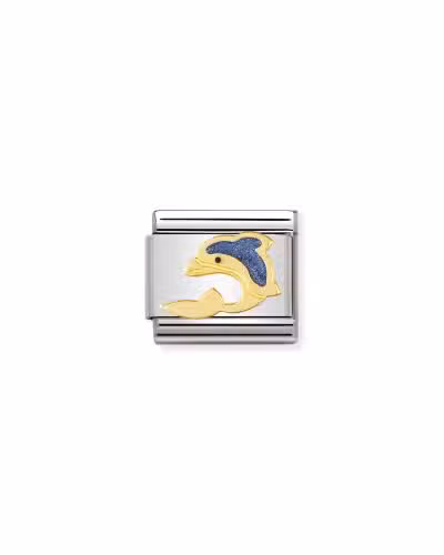 Nomination Charm, Composable Link, Gold and blue Dolphin