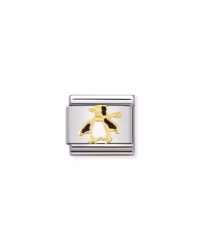 Nomination Charm, Composable Link, Black and Gold Penguin