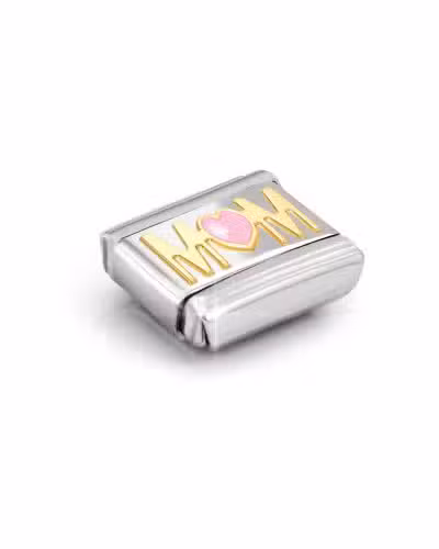 Alternative view of Nomination Charm, Composable Link, Yellow Gold MOM, Heart