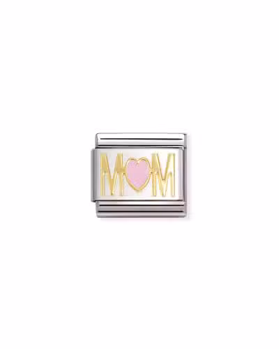 Nomination Charm, Composable Link, Yellow Gold MOM, Heart
