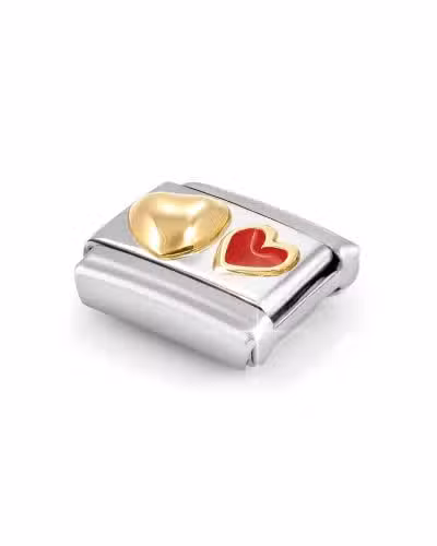 Alternative view of Nomination Composable Classic Link, Raised Heart and Red Heart