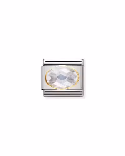 Nomination Charm, Composable Link, with white and faceted Stones