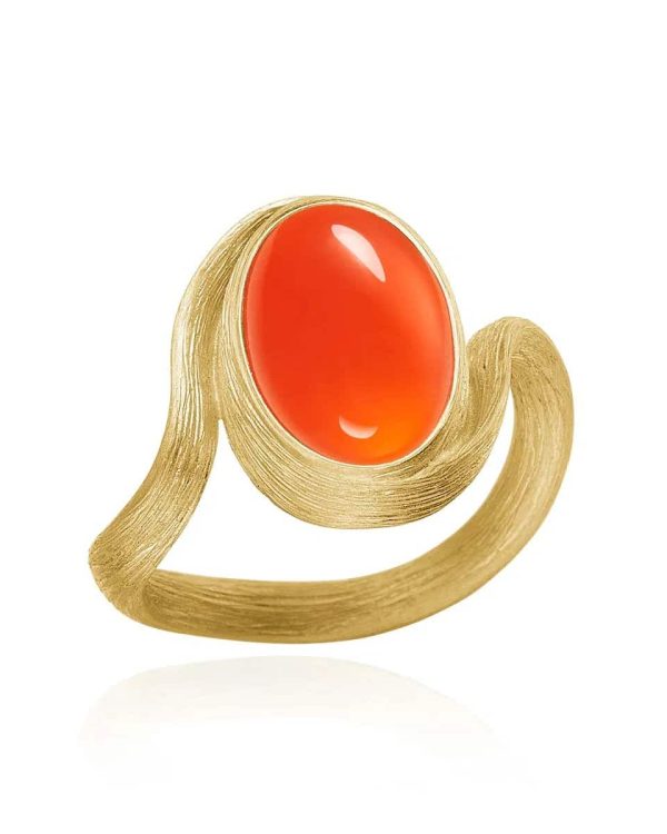 VEG3-A0112-55 VEGA RING. LILLE, GULD 18 K MED KARNEOL