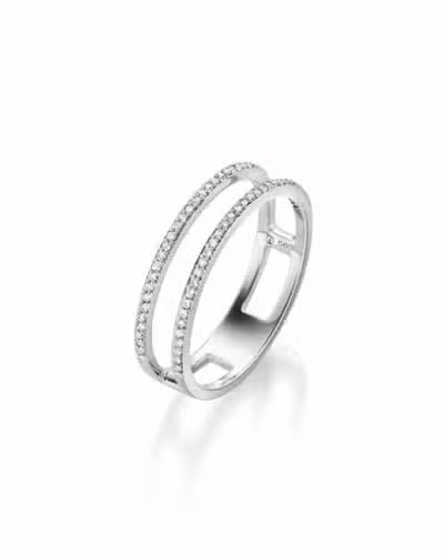 Gulldia Ring i Hvitt Gull med diamant