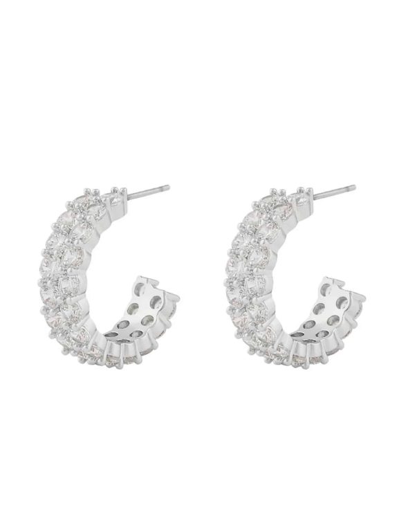 Snö of Sweden Fanny øreringer i forsølvet messing med hvite zirkonia