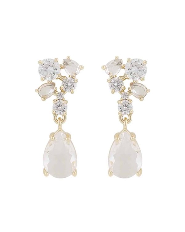 Snö of Sweden River øredobber i forgylt messing med zirkonia