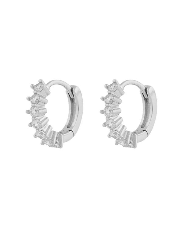 Snö of Sweden Helix Nuit øreringer i forsølvet messing med zirkonia