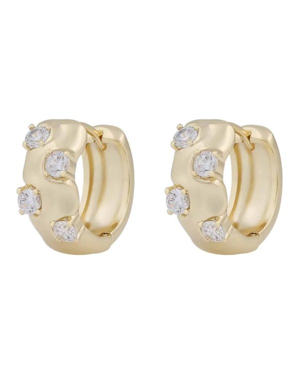 Snö of Sweden Jen øreringer i forgylt messing med zirkonia