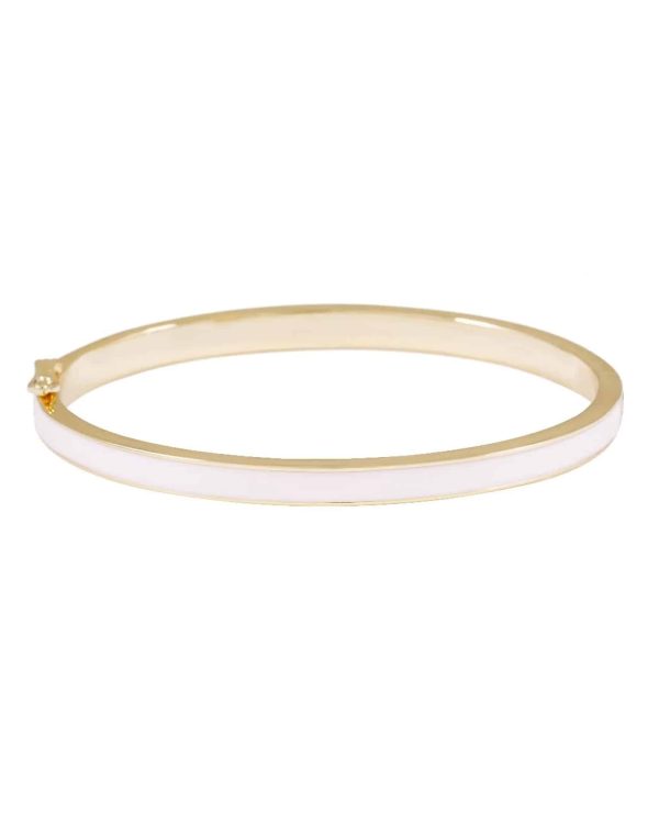 Snö of Sweden Domino armring i forgylt messing med lyserosa epoxy