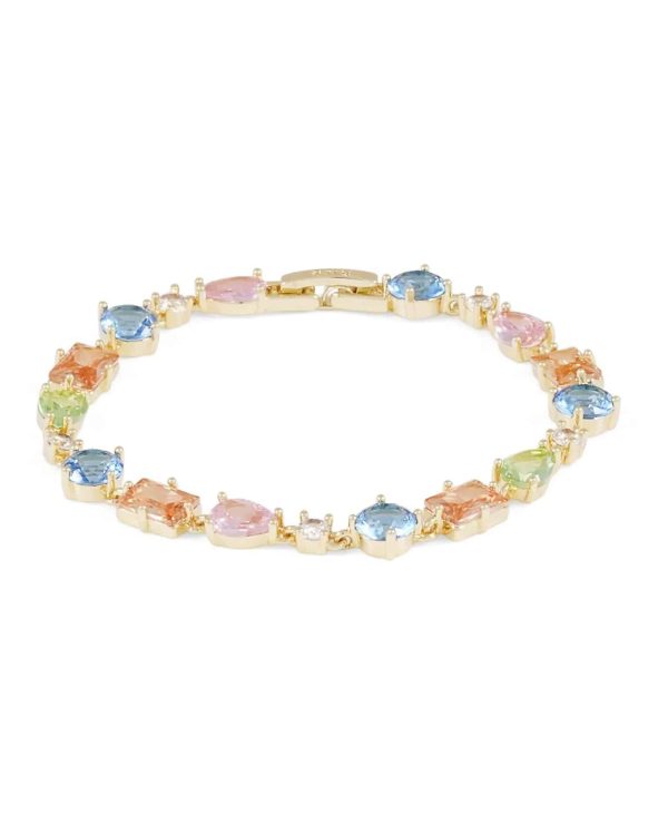 Snö of Sweden Envy armbånd i forgylt messing med mix av fargede zirkonia