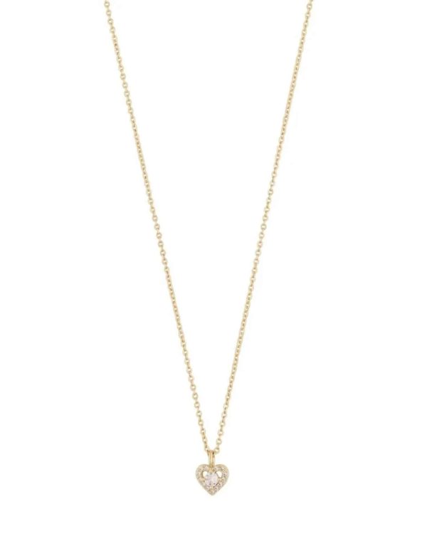 Snö of Sweden Nisi smykke i forgylt messing med zirkonia og hjerte