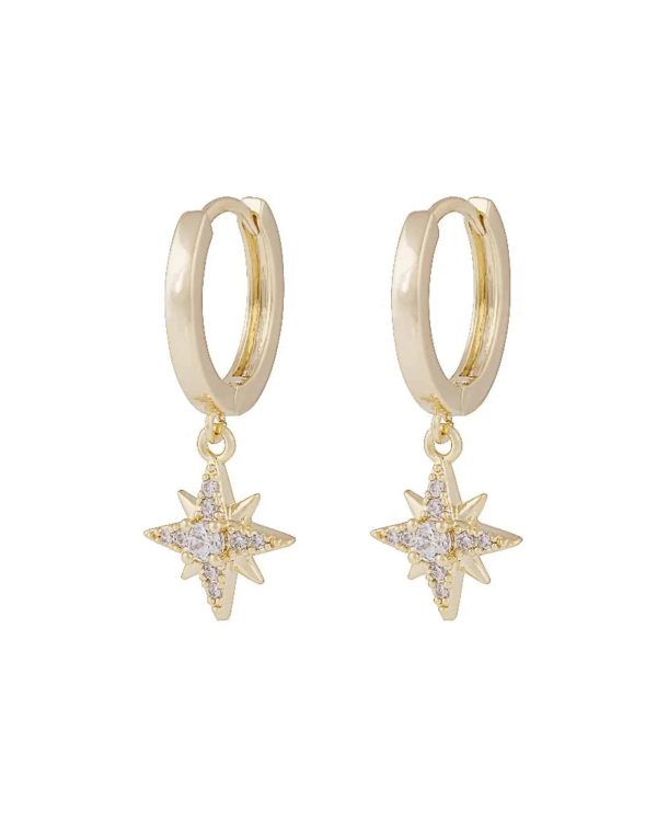 Snö of Sweden Stellaris øreringer i forgylt messing med stjerne