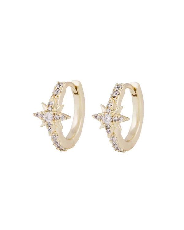 Snö of Sweden Stellaris øreringer i forgylt messing med stjerne