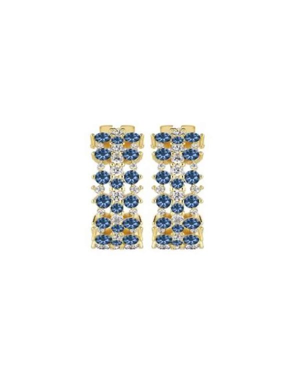 Snö of Sweden Sprinkles øreringer i forgylt messing med blå krystaller