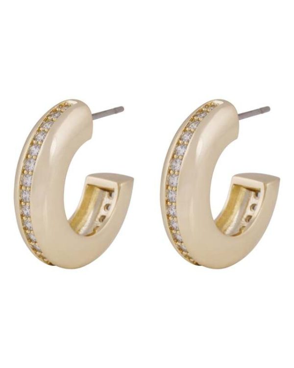 Snö of Sweden Liz store ovale øredobber med krystallnål - Gull