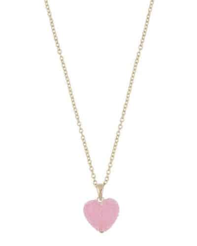 Snö of Sweden Sugar Hearts smykke g/rosa - 60 cm
