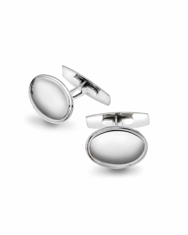 Christophersen Hvitt Gull Mansjettknapperplat glatt oval