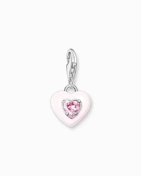 Thomas Sabo Charm pendant heart with pink stones silver