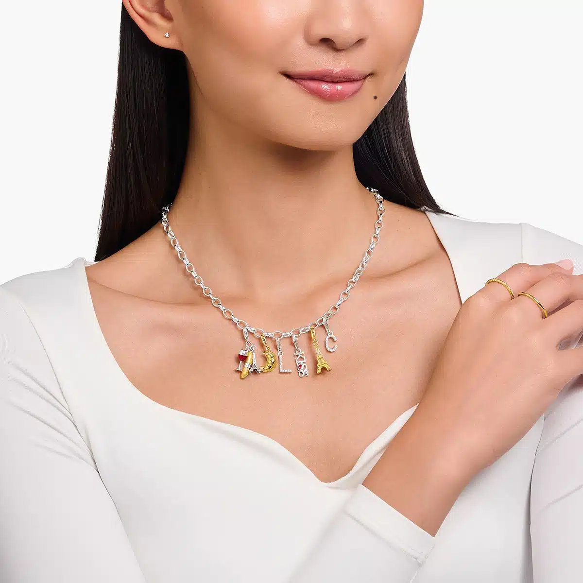 Thomas Sabo Gold-plated charm pendant with Eiffel Tower and white zirconia - Bilde 3