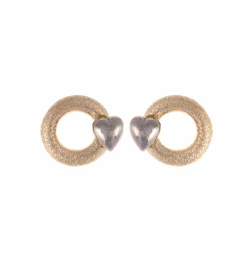 Van Bergen - Silver Heart Ørepynt i gult gull med hvitt gull hjerte
