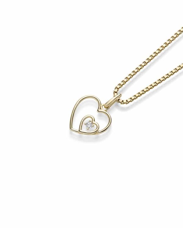 140136 ANHENG I GULL MED ZIRKONIA HJERTE - GULT GULL. H: MM B: M
