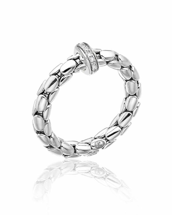 1A00953B15140 STRETCHY RING HVITT GULL 7