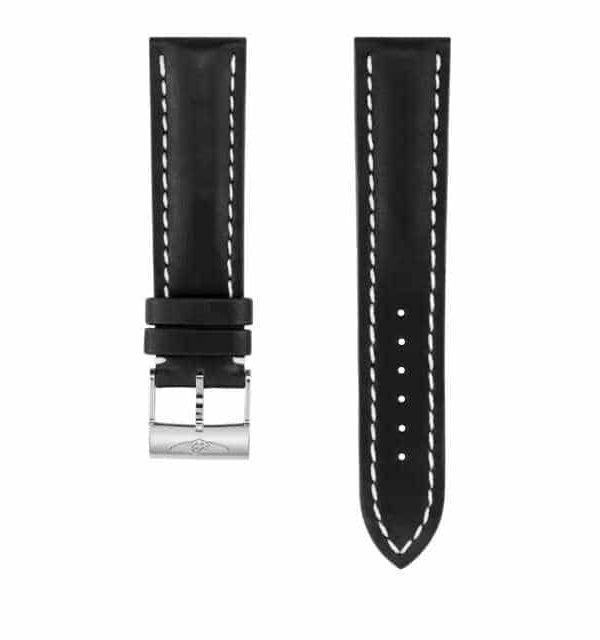 BREITLING BLACK NOVO NAPPA CALFSKIN LEATHER STRAP - 22-20 MM