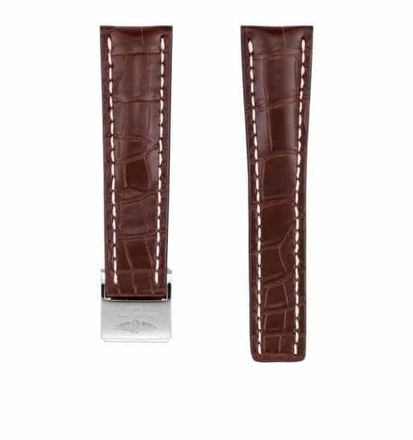 BREITLING BROWN ALLIGATOR LEATHER STRAP - 24-20 MM
