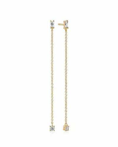 E1075-CZ(YG) PRINCESS BAGUETTE LUNGO EAR