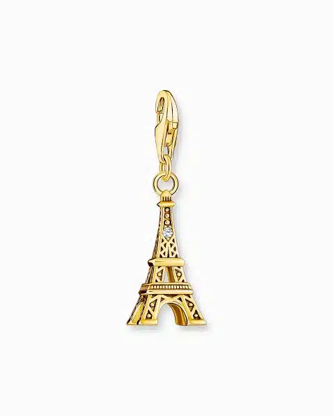Thomas Sabo Gold-plated charm pendant with Eiffel Tower and white zirconia