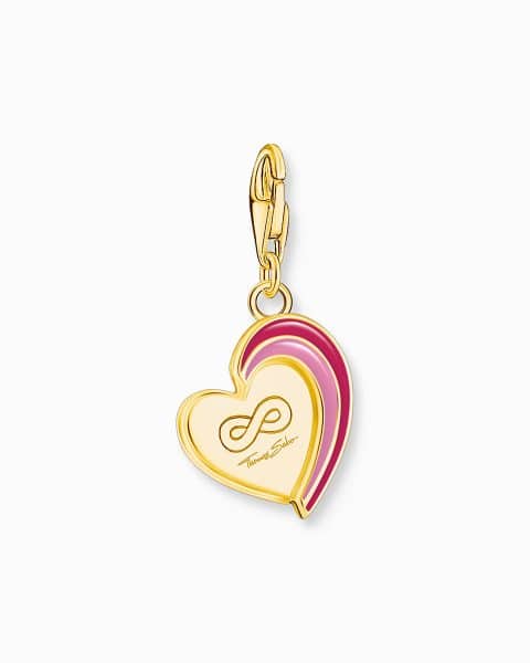 Alternative view of Thomas Sabo Gold-plated charm pendant in heart-shape with engraving