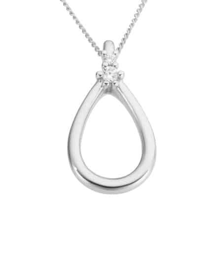 Anheng i hvitt gull med diamanter