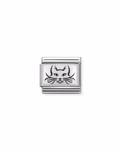 Nomination Charm, Composable Link, Cat in Silver