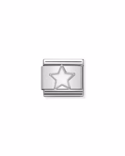 Nomination Charm, Composable Link, white Star in Silver and Enamel