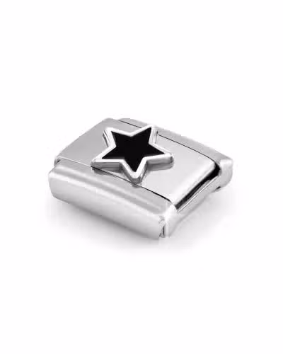 Alternative view of Nomination Charm, Composable Link, black Star in Silver and Enamel
