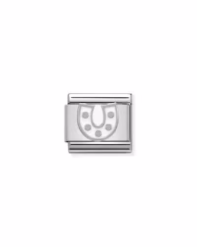 Nomination Charm, Composable Link, Horseshoe with white Enamel