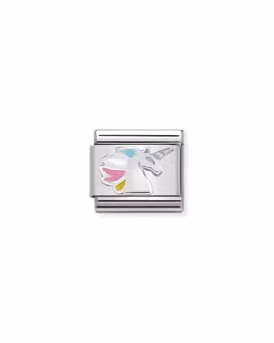 Nomination Charm, Composable Link, Unicorn with Enamel