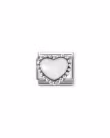 Nomination Charm, Composable Link, White Heart, beaded setting