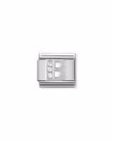 Nomination Charm, Composable Link, Letter B in Silver and Stones